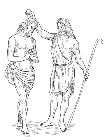 John The Baptist Baptized Jesus Coloring Page